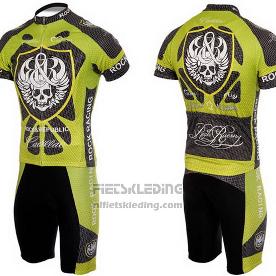 2010 Fietskleding Rock Racing Zilver en Groen Korte Mouwen en Koersbroek